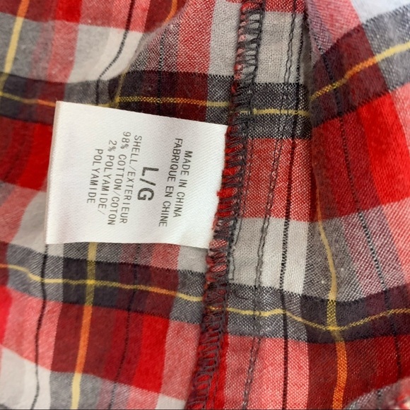 Theory Red Plaid Raw Hem Button Down Shirt - Picture 9 of 10